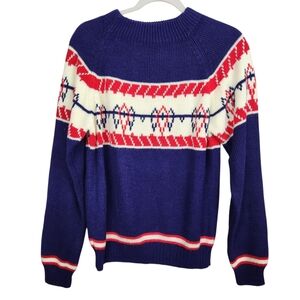 Vintage Montgomery Ward Fair Isle Geometic Print Ribbed Knit Sweater Medium